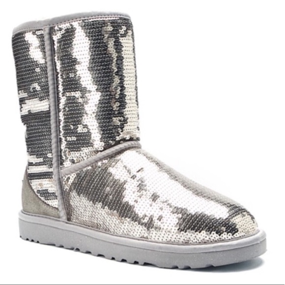 sequin uggs silver